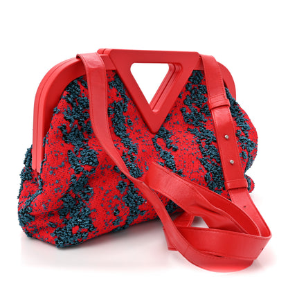 Bottega Veneta Textured Fabric Medium The Point Triangle Bag Red 3 of 9