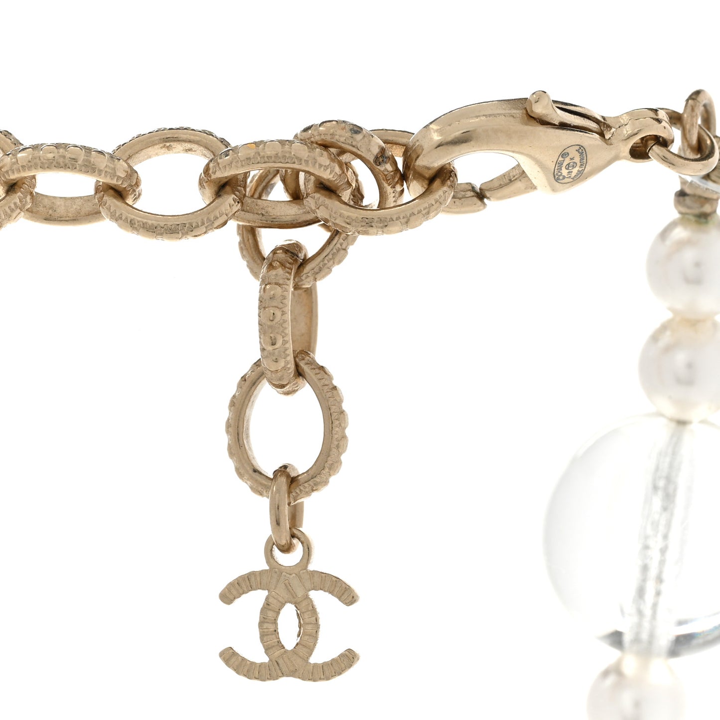 Resin Pearl Crystal Feather Star CC Necklace Transparent Gold