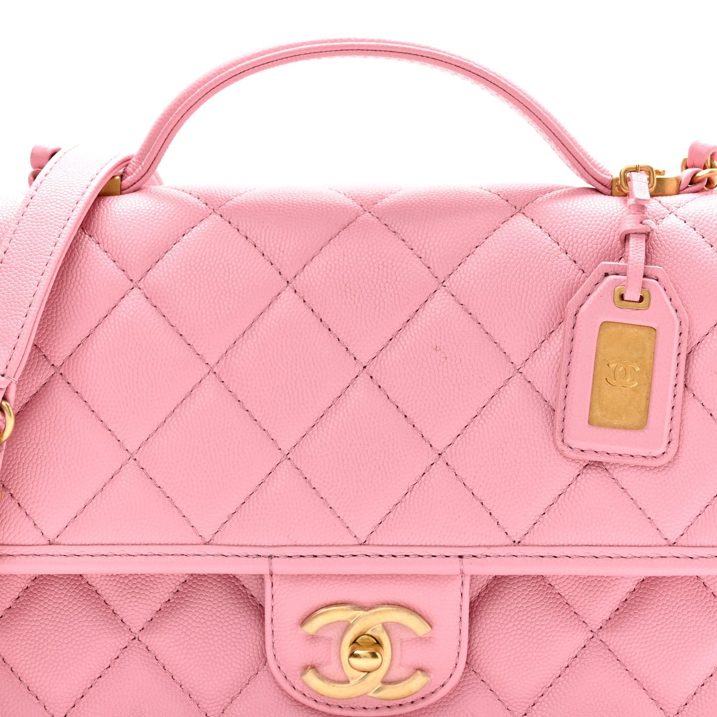 Caviar Quilted School Memory Small Top Handle Flap Pink