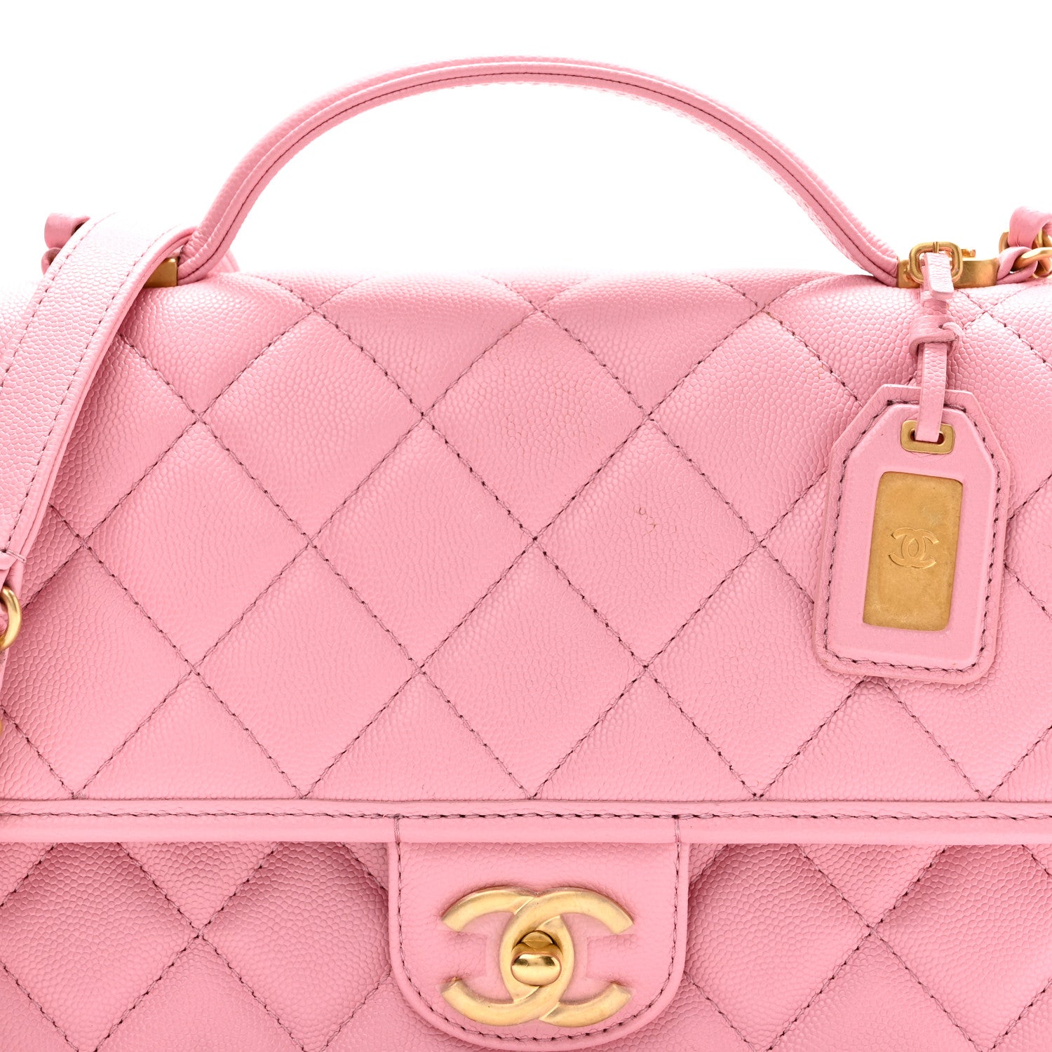 Chanel Caviar Quilted School Memory Small Top Handle Flap Pink 8 of 10