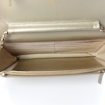 Chanel Pearly Caviar Quilted Wallet On Chain WOC Light Gold 5 of 14