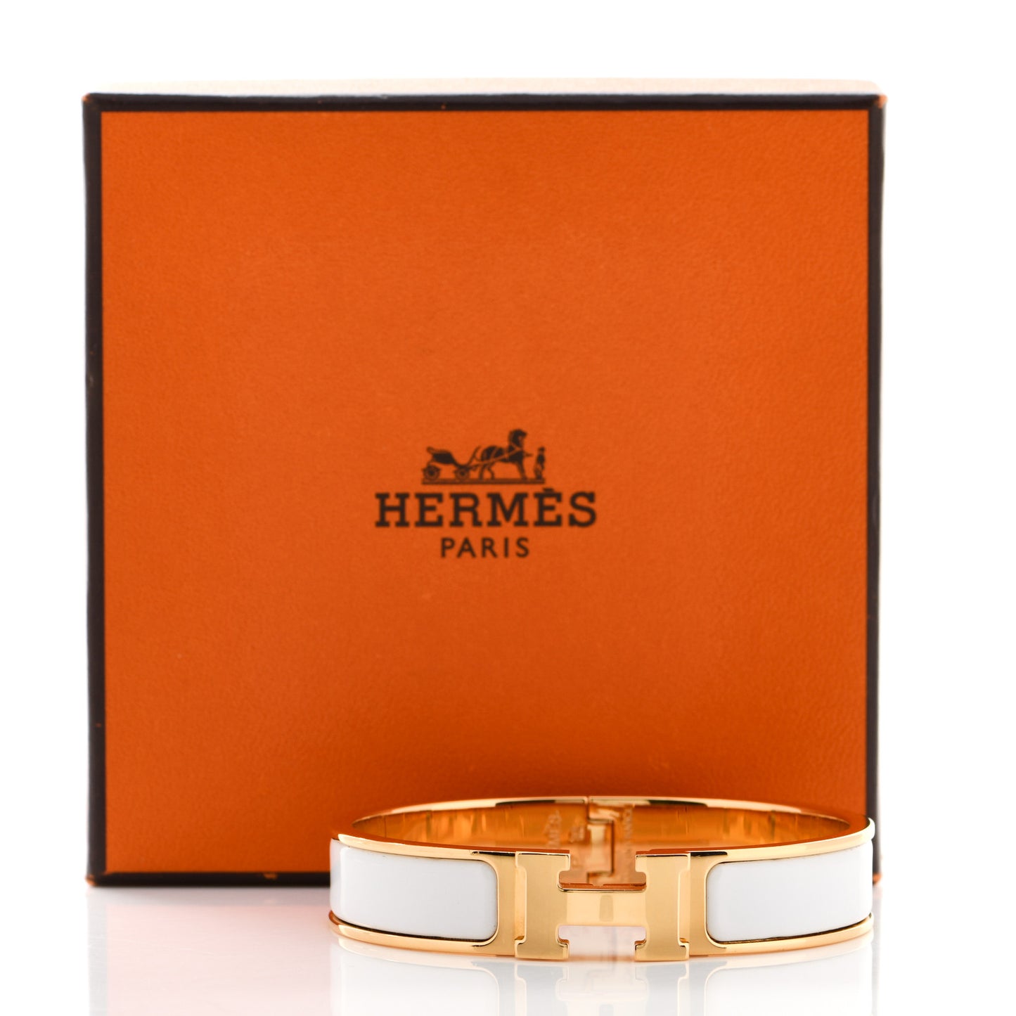 Enamel Narrow Clic Clac H Bracelet PM White