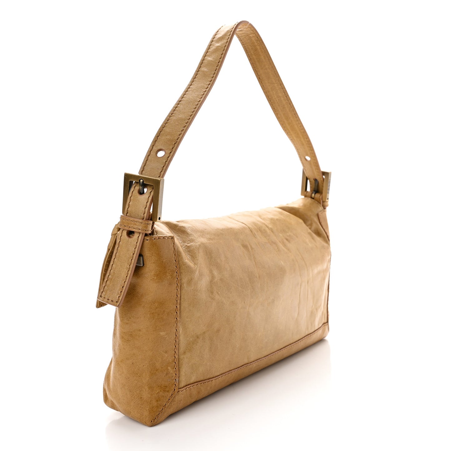 Goatskin Whipstitch Medium Convertible Baguette Senape