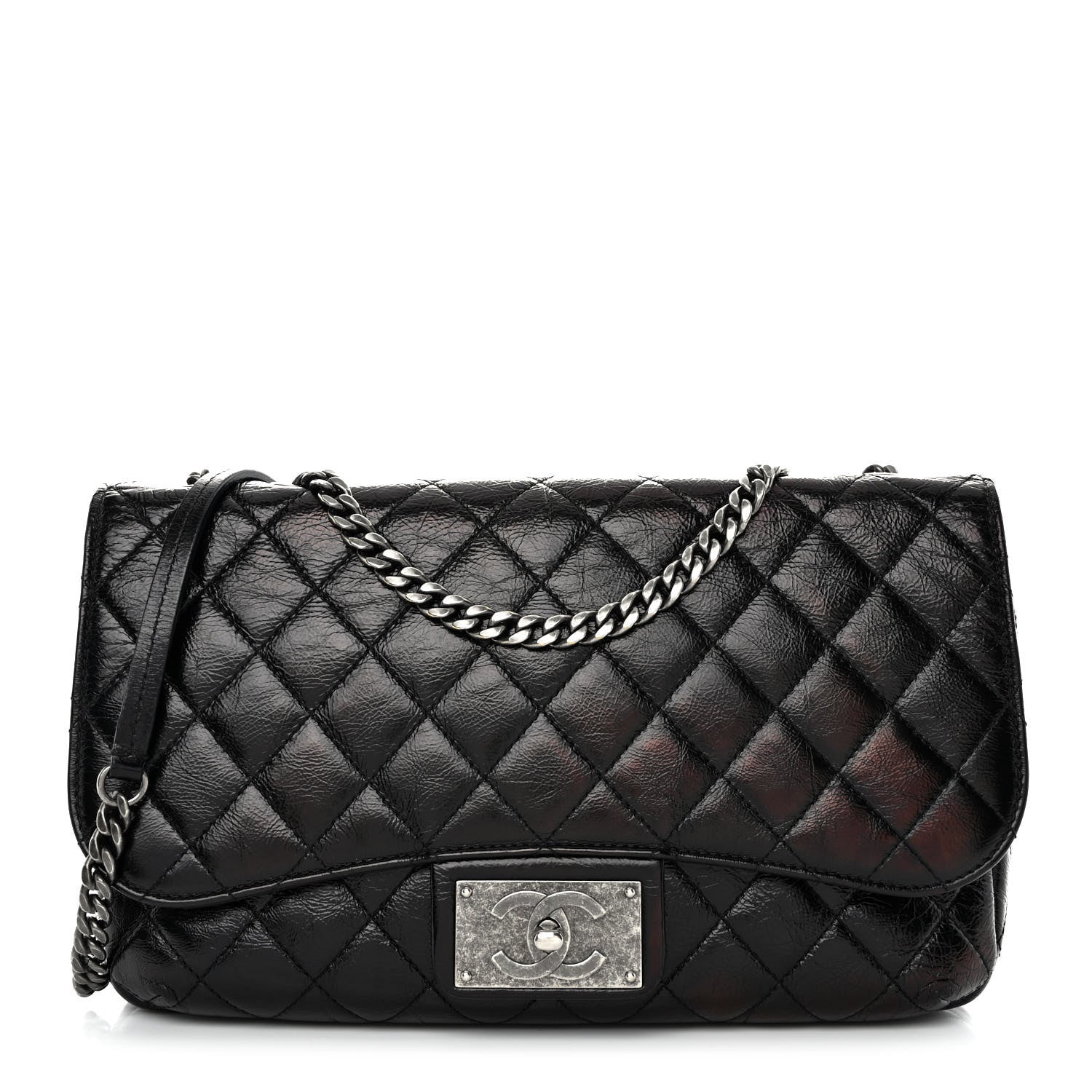 Chanel Shiny Goatskin Quilted Flap Black 1 of 10