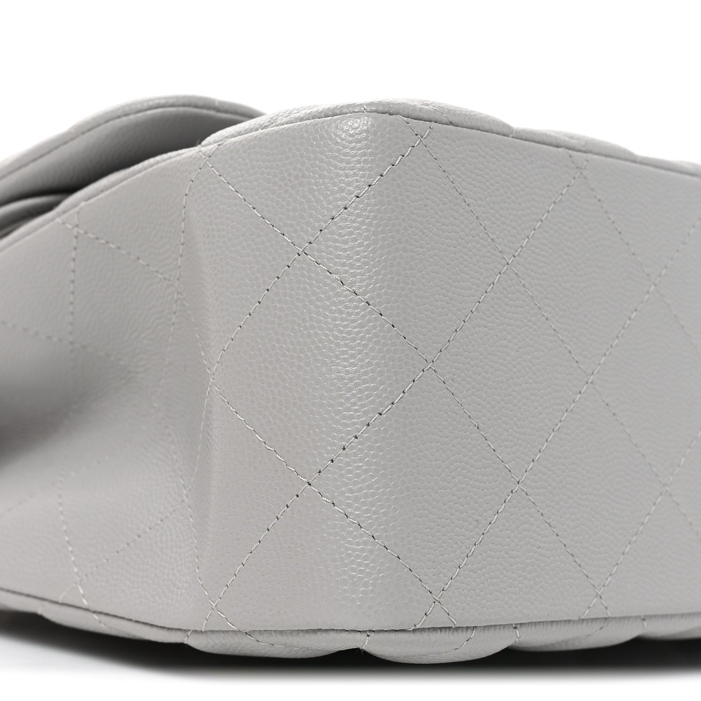 Caviar Quilted Jumbo Double Flap Grey