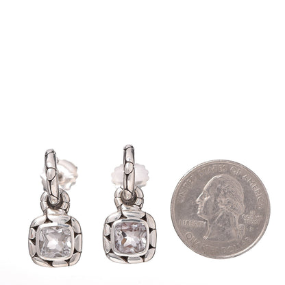 John Hardy Sterling Silver White Topaz Kali Square Drop Earrings 2 of 6
