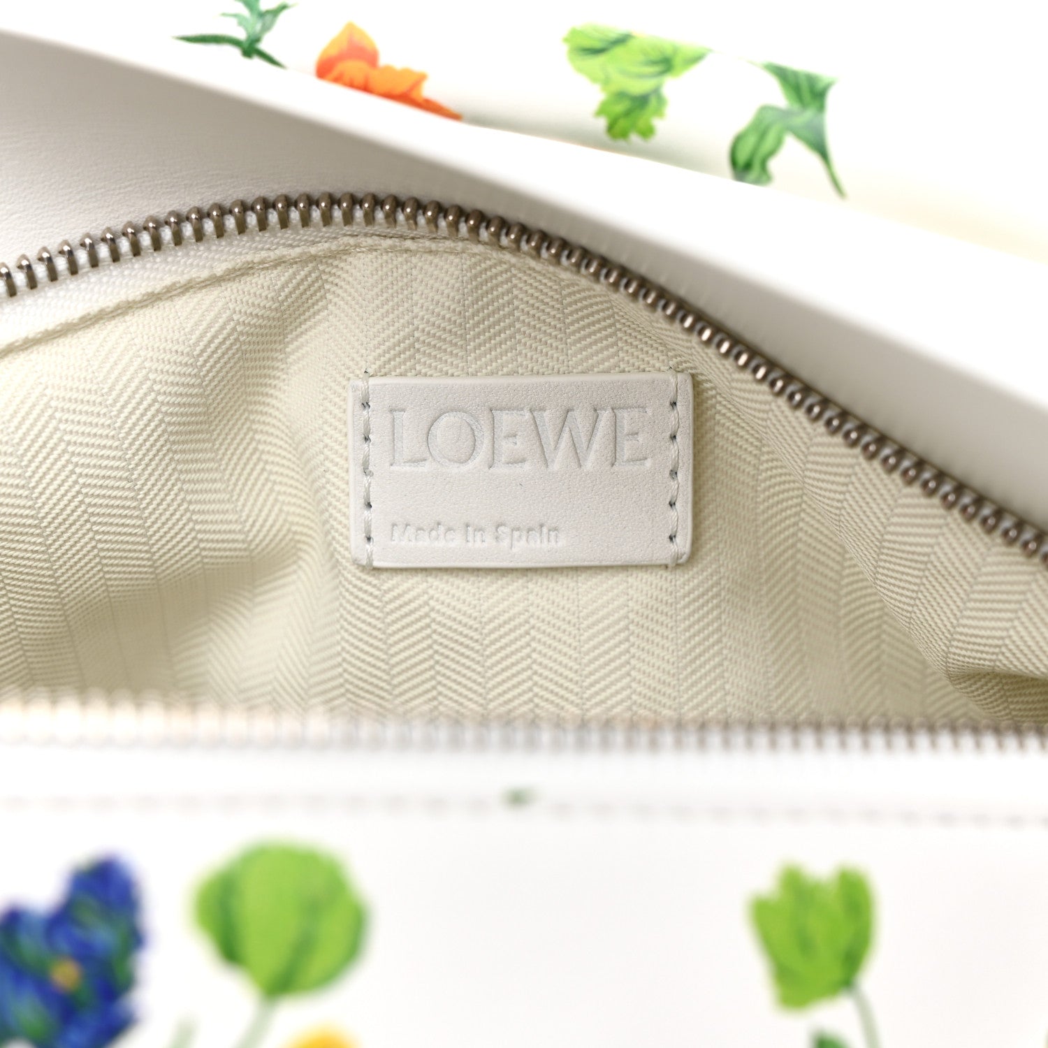 Loewe Satin Calfskin Flower Print Small Puzzle Edge Bag White Multicolor 6 of 11