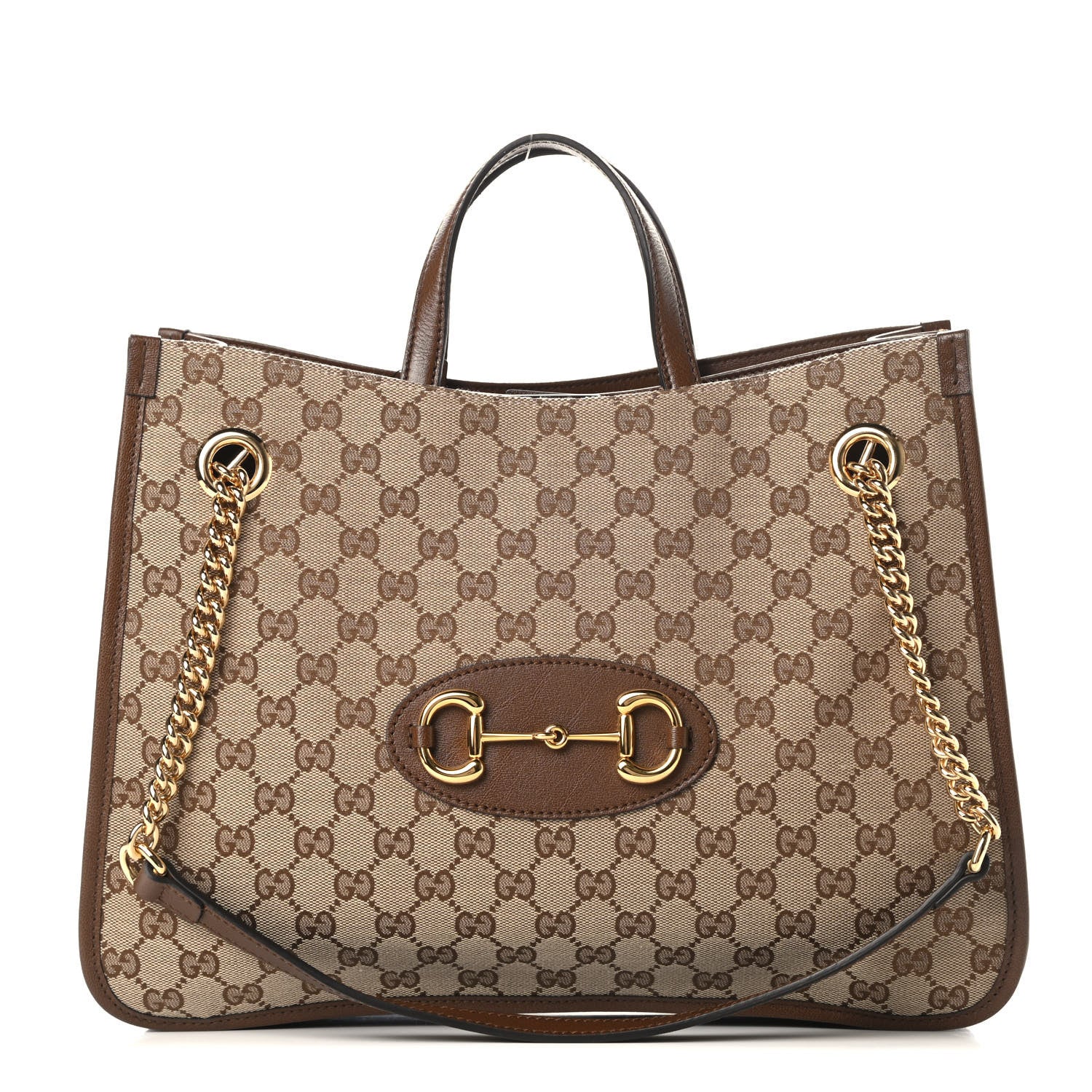 Gucci Monogram Calfskin Medium Horsebit 1955 Tote Bag Beige Brown Sugar 1 of 11