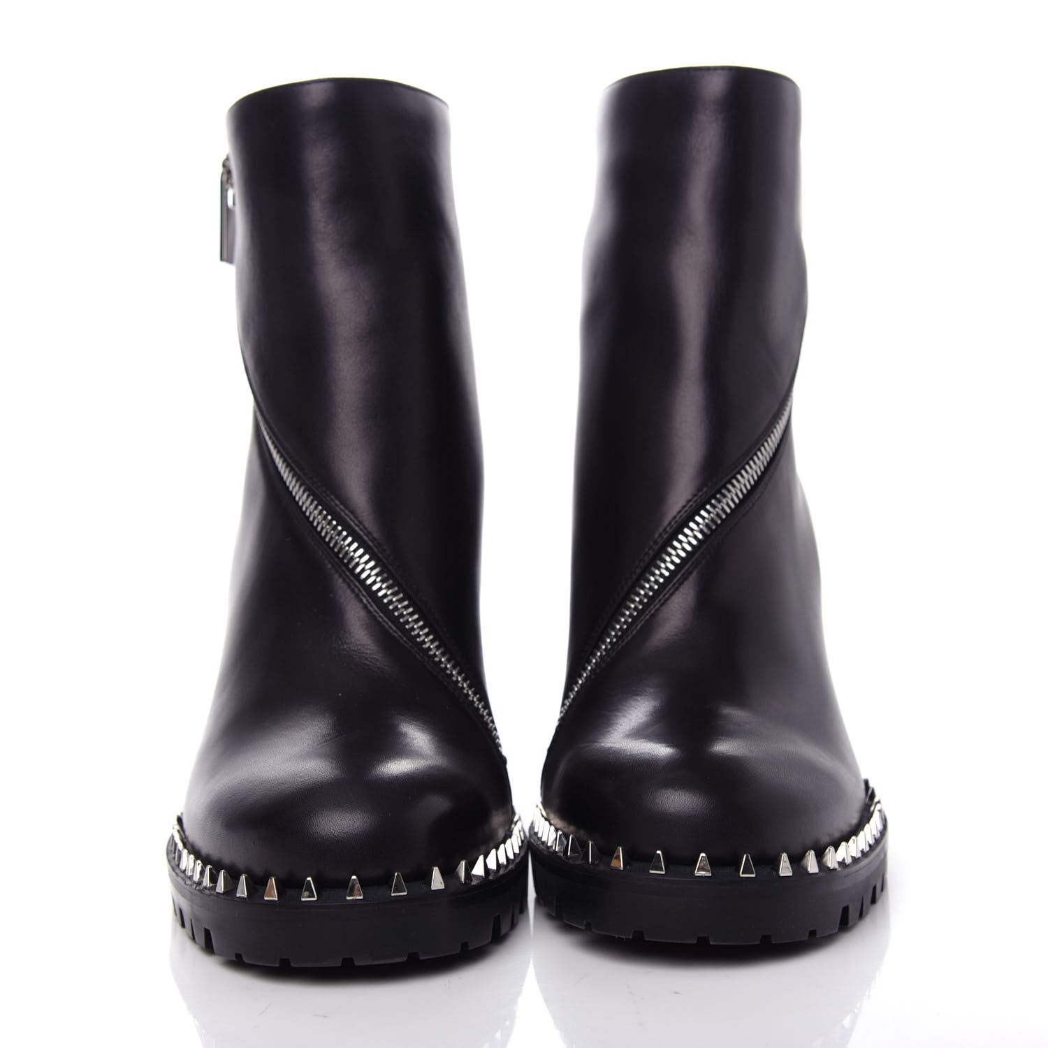 Christian Louboutin Calfskin Spikes Birgitta Lug 70 Zip Around Ankle Boots 40 Black 2 of 10