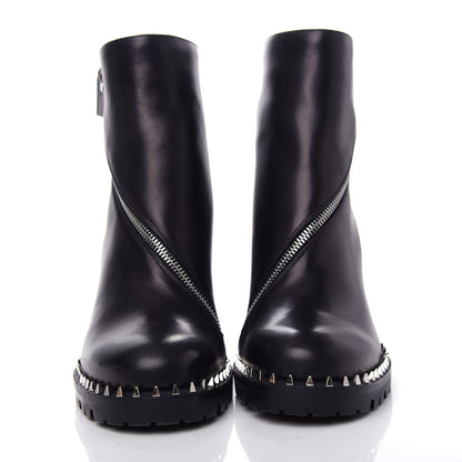 Christian Louboutin Calfskin Spikes Birgitta Lug 70 Zip Around Ankle Boots 40 Black 2 of 10