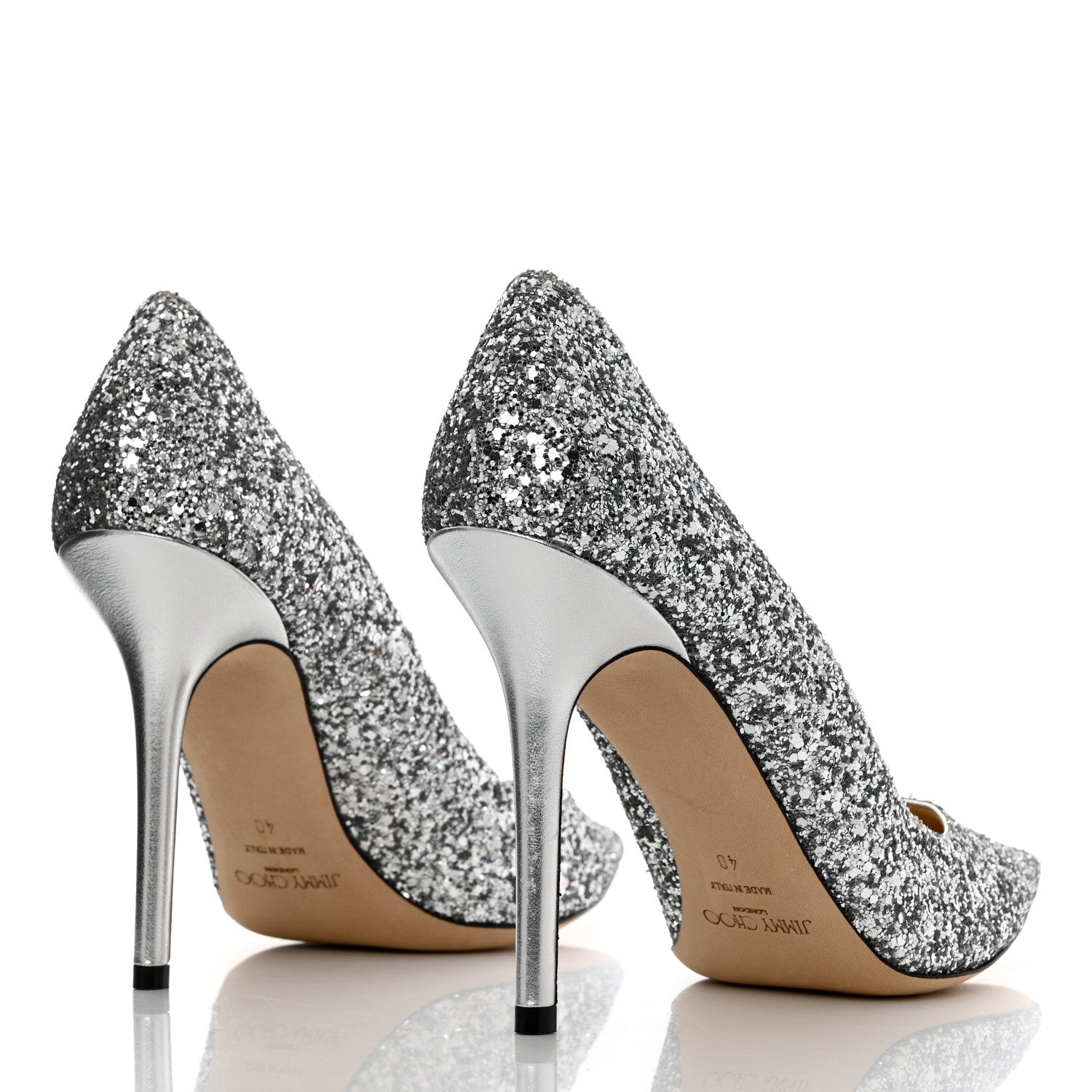 Jimmy Choo Coarse Glitter Abel 100 Pumps 40 Silver 4 of 8