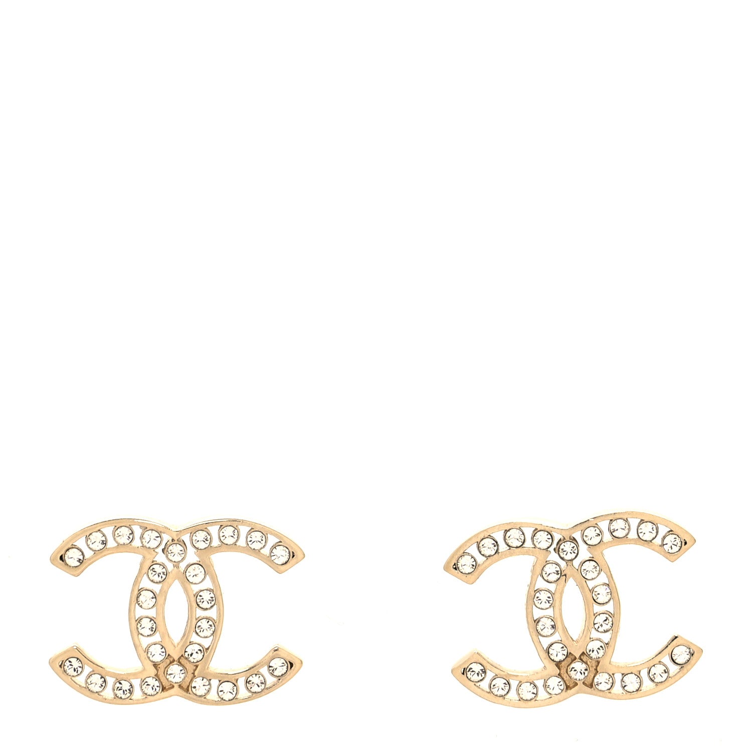 Chanel Crystal Large CC Earrings Gold 1 of 4