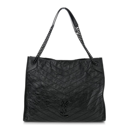 Saint Laurent Crinkled Calfskin Matelasse Monogram Large Niki Shopper Tote Black 1 of 14