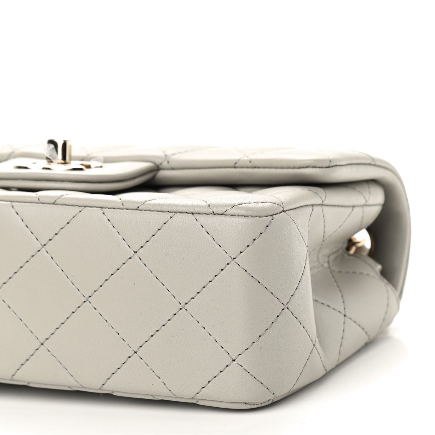 Lambskin Quilted Mini Rectangular Flap Grey
