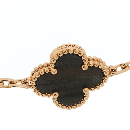 Van Cleef & Arpels 18K Rose Gold Silver Obsidian 20 Motifs Vintage Alhambra Necklace 5 of 7