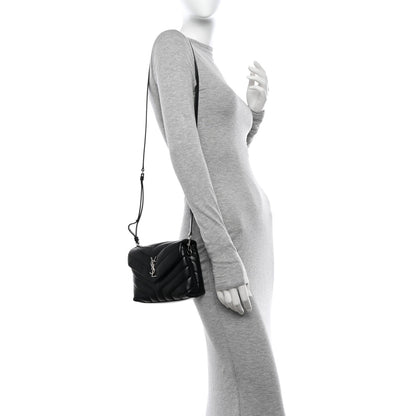 Saint Laurent Calfskin Y Quilted Monogram Toy Loulou Crossbody Bag Black 2 of 11