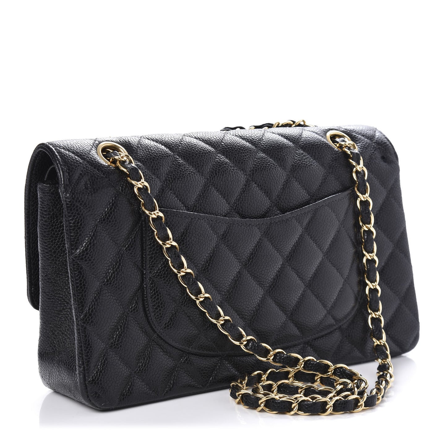 Caviar Quilted Medium Double Flap Black