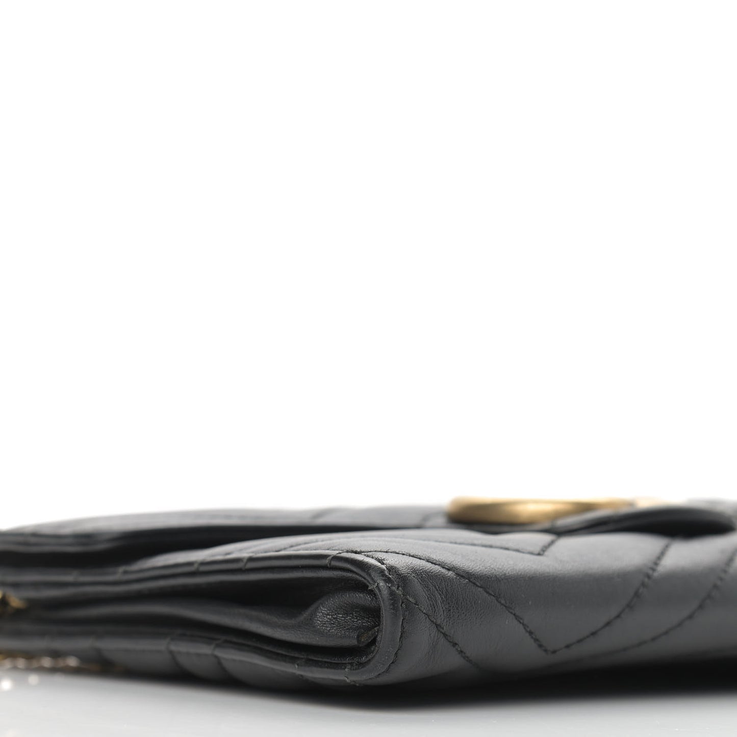 Calfskin Matelasse Mini GG Marmont Chain Wallet Black