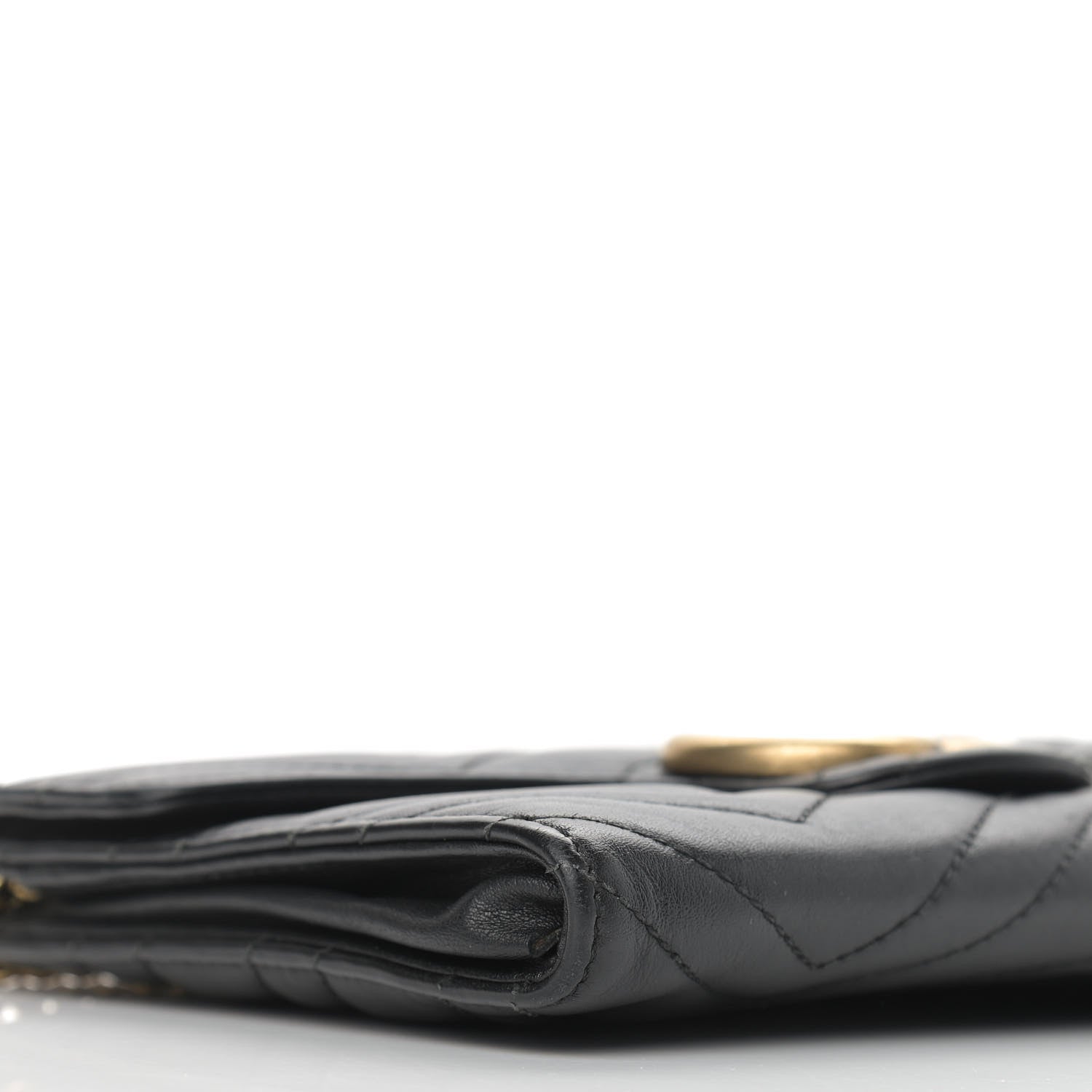 Gucci Calfskin Matelasse Mini GG Marmont Chain Wallet Black 13 of 17