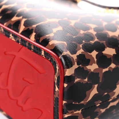Christian Louboutin Calfskin Leopard Print Spikes Small East West Cabata Tote Brown 10 of 28