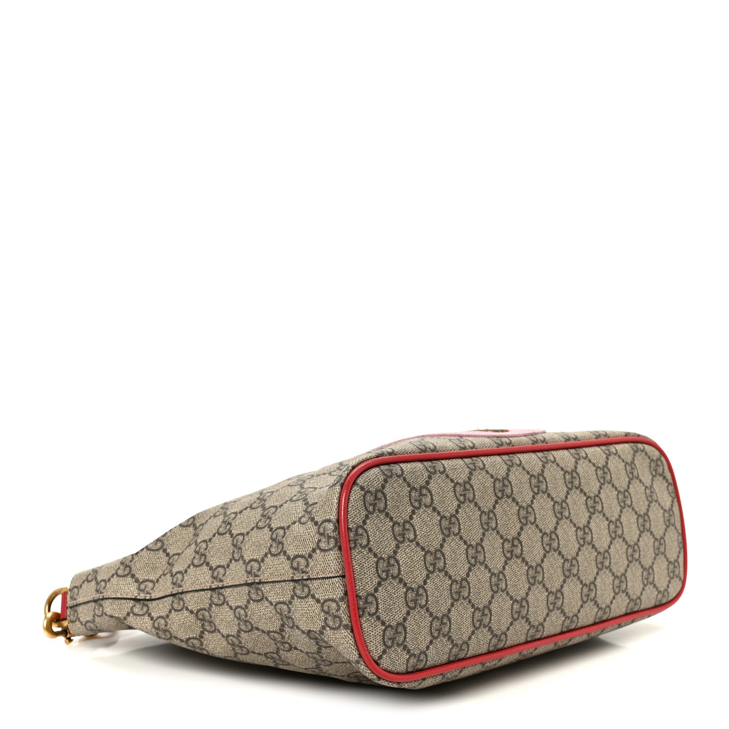 Gucci Soft GG Supreme Monogram Web Bosco Patch Small Crossbody Tote Beige Malva Hibiscus Red 4 of 13