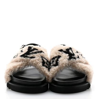 Louis Vuitton Shearling Paseo Sandals 39 Black 2 of 8