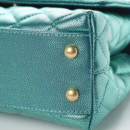 Chanel Metallic Caviar Quilted Mini Coco Handle Flap Blue 9 of 10