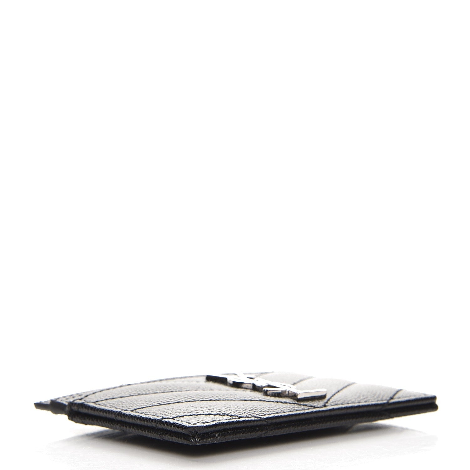 Saint Laurent Grain De Poudre Matelasse Chevron Monogram Credit Card Case Black 4 of 7