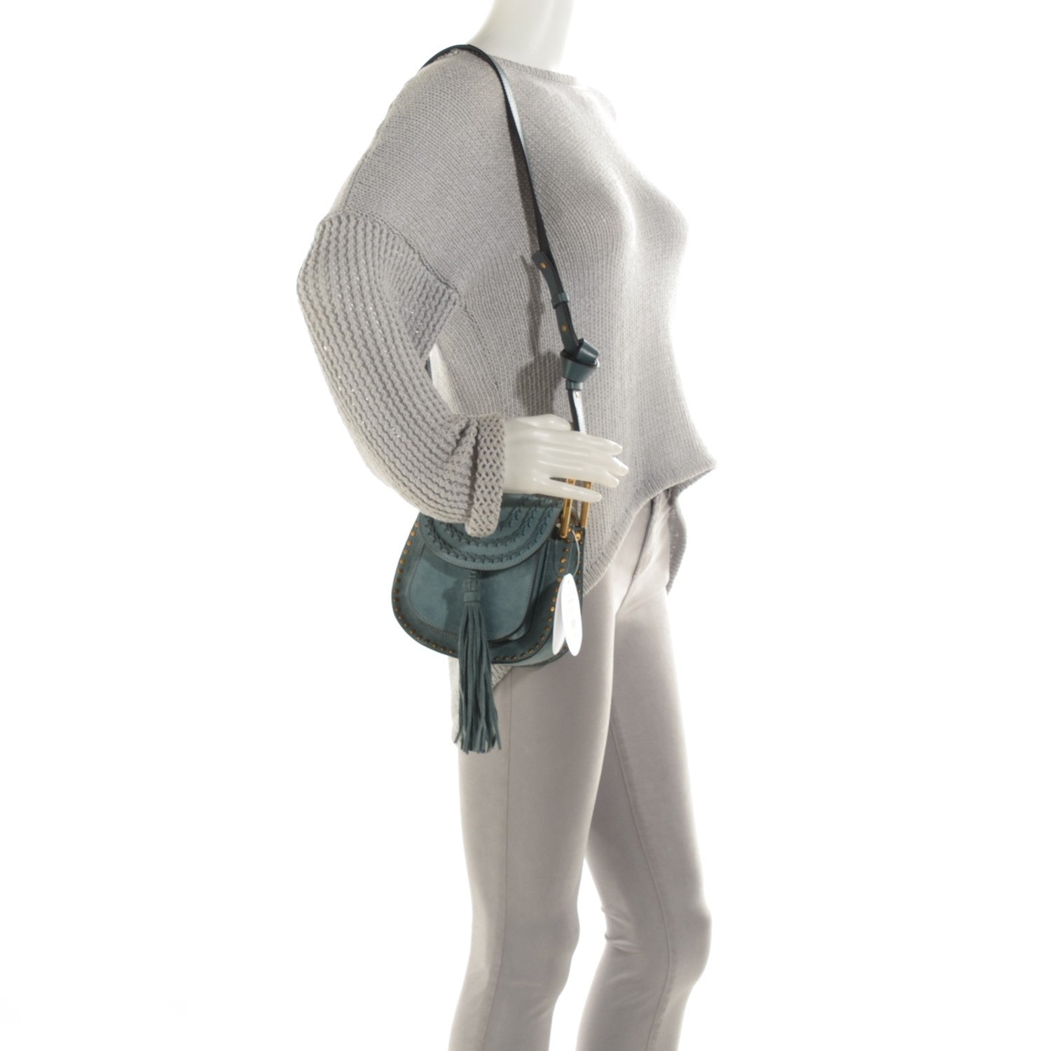 Chloe Suede Calfskin Braided Mini Hudson Shoulder Bag Cloudy Blue 2 of 8
