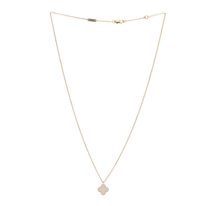 Van Cleef & Arpels 18K Yellow Gold Mother of Pearl Sweet Alhambra Pendant Necklace 3 of 6