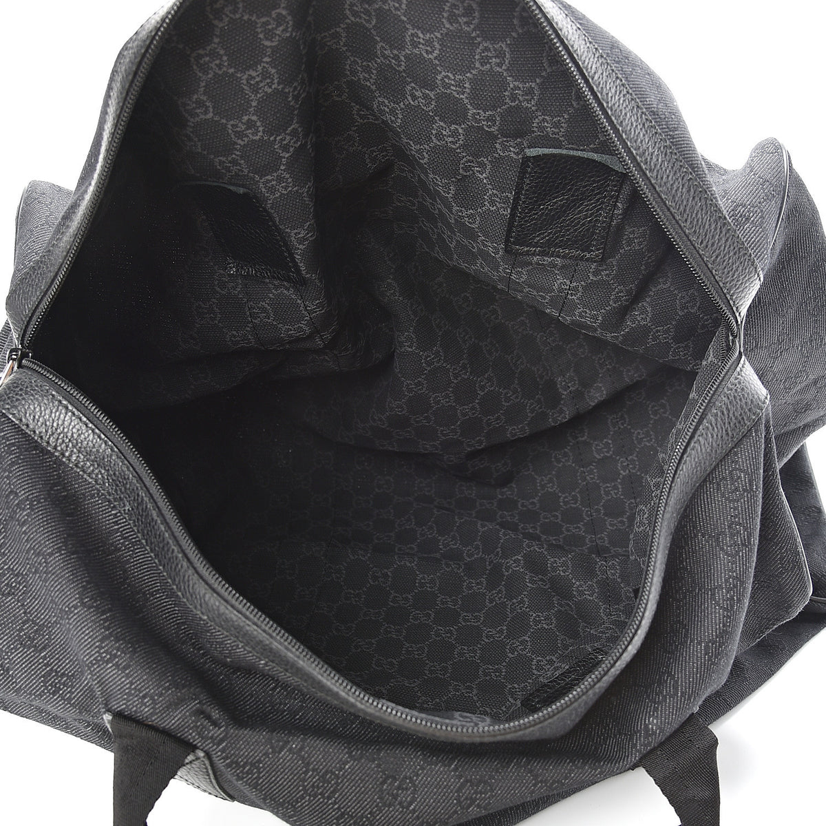 Gucci Denim Monogram Large Collapsible Carry On Duffle Black 5 of 13
