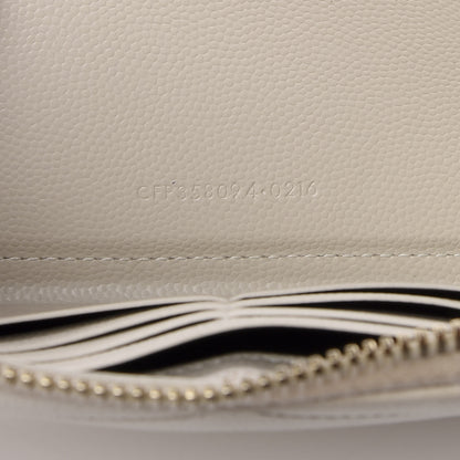 Saint Laurent Grain De Poudre Matelasse Chevron Monogram Zip Around Wallet Porcellana 6 of 11