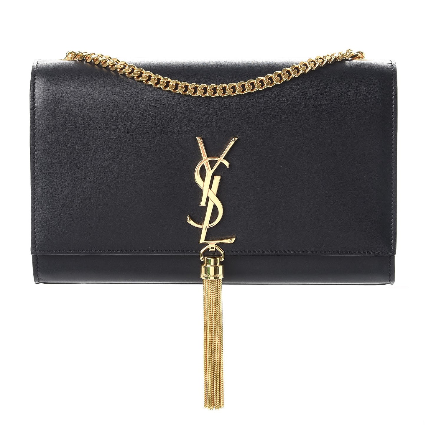 Smooth Calfskin Medium Classic Monogram Kate Tassel Satchel Black