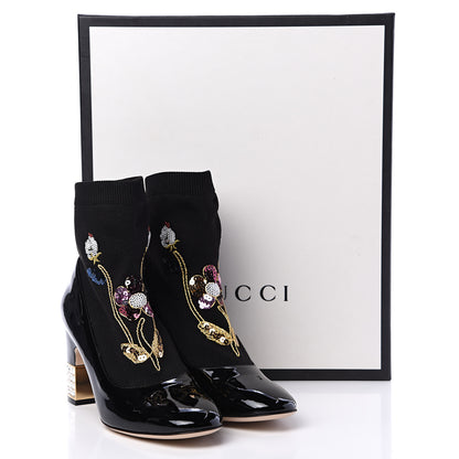 Gucci Patent Calfskin Candy Sock Ankle Boots 37 Black 10 of 10