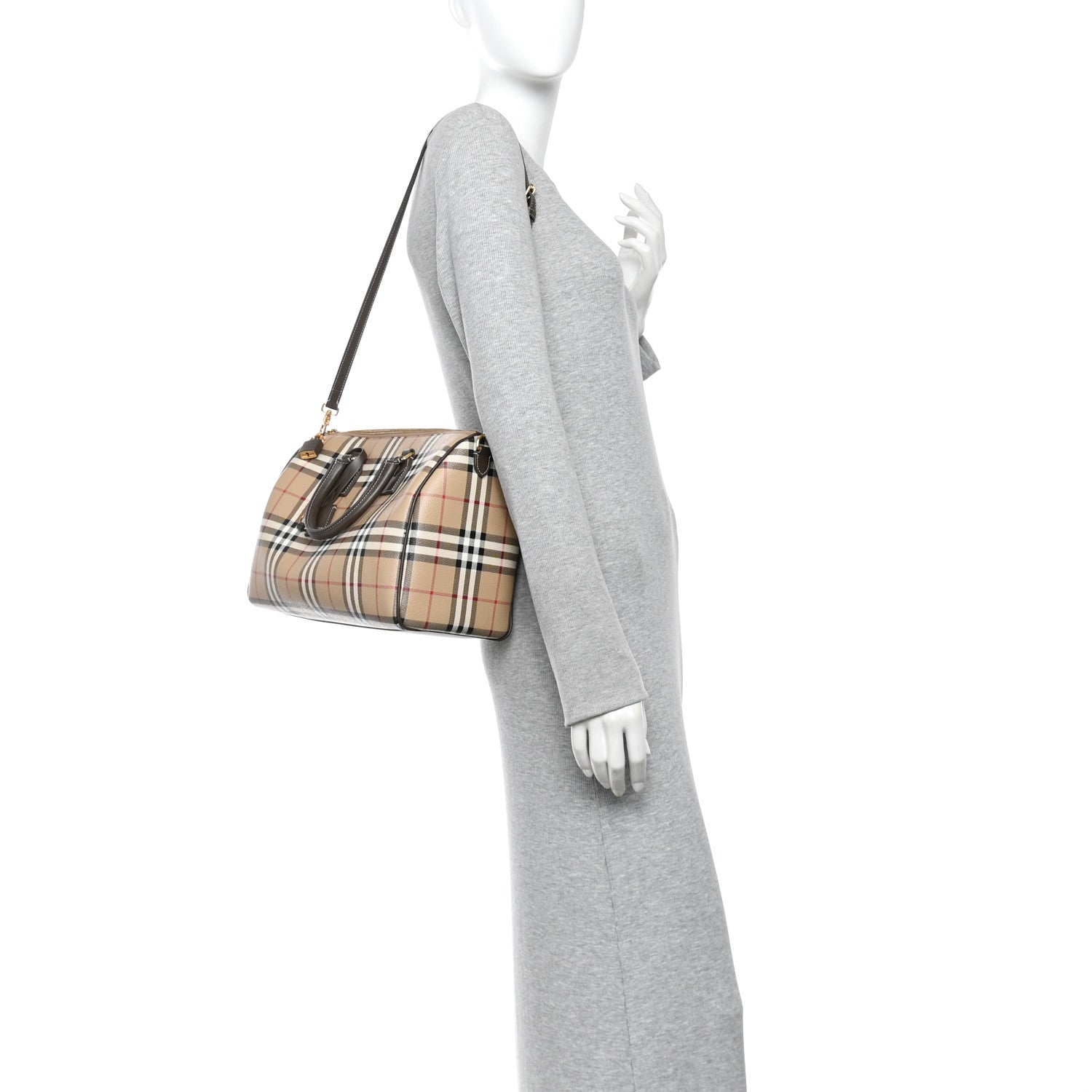Burberry Horseferry Check Medium Bowling Bag Military 2 of 10