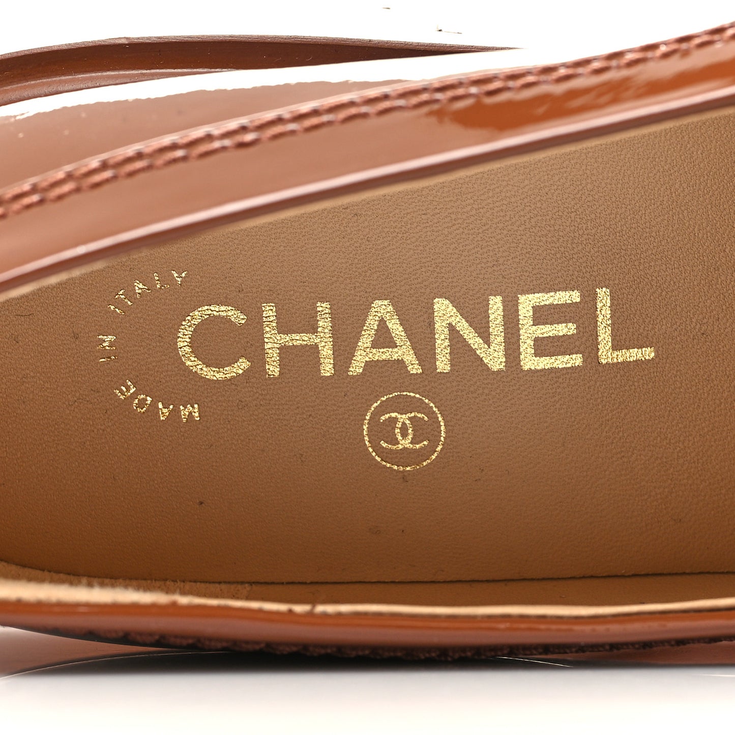 Shiny Calfskin Logo Loafers 38.5 Brown