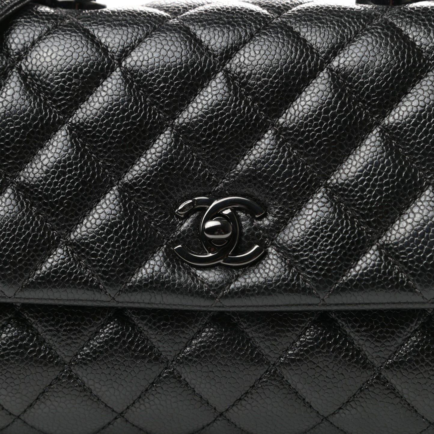 Caviar Quilted Mini Coco Handle Flap So Black