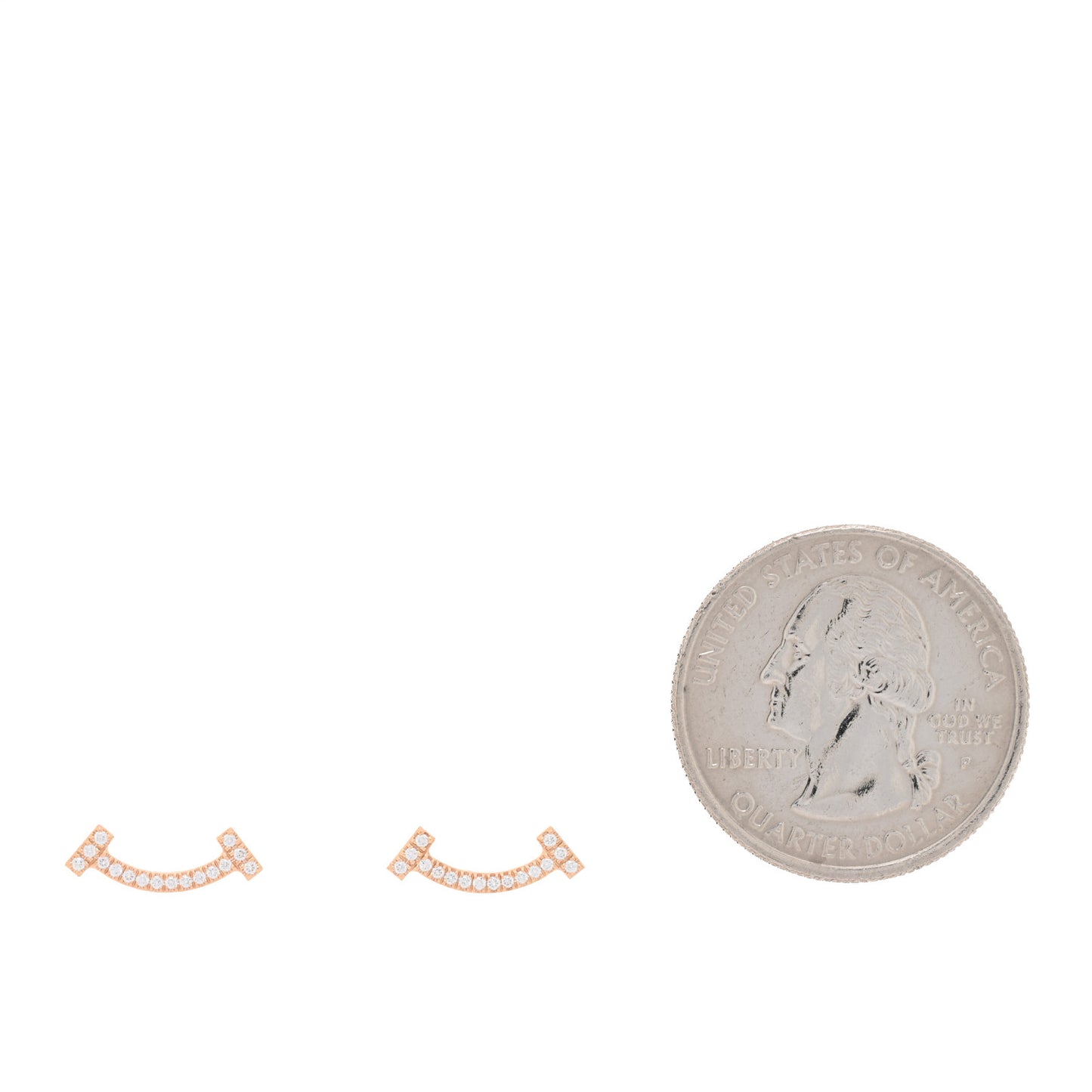 18K Rose Gold Diamond T Smile Earrings
