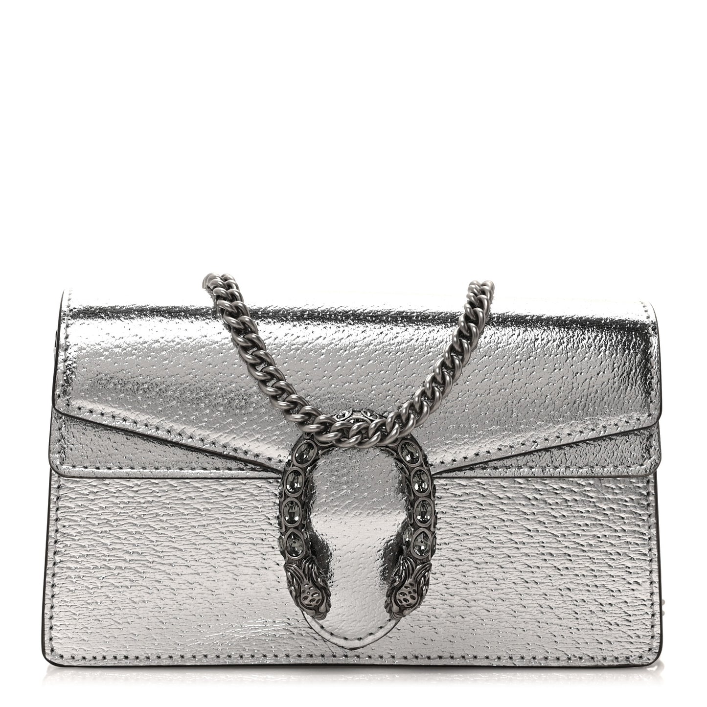 Metallic Calfskin Super Mini Dionysus Shoulder Bag Silver