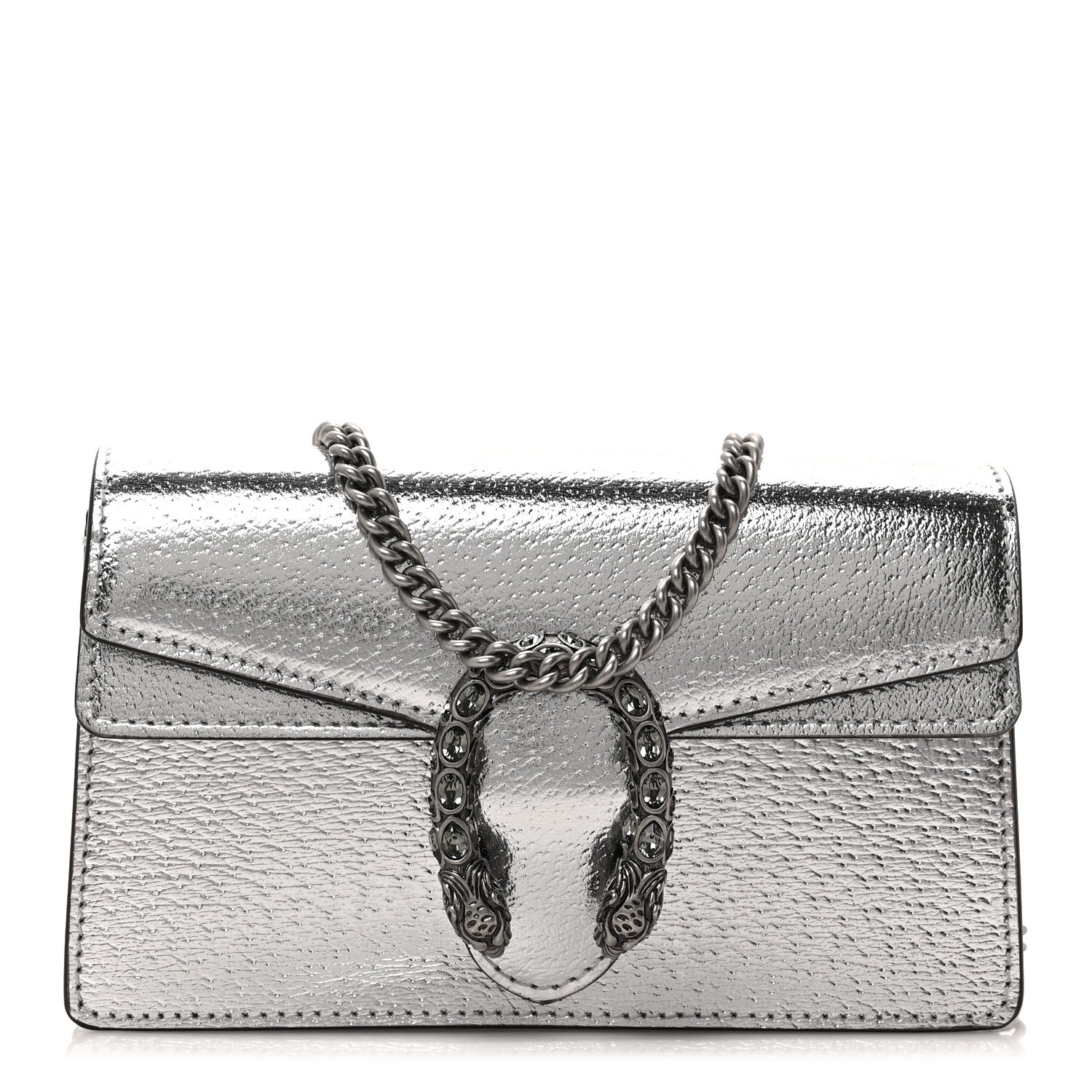 Gucci Metallic Calfskin Super Mini Dionysus Shoulder Bag Silver 1 of 7