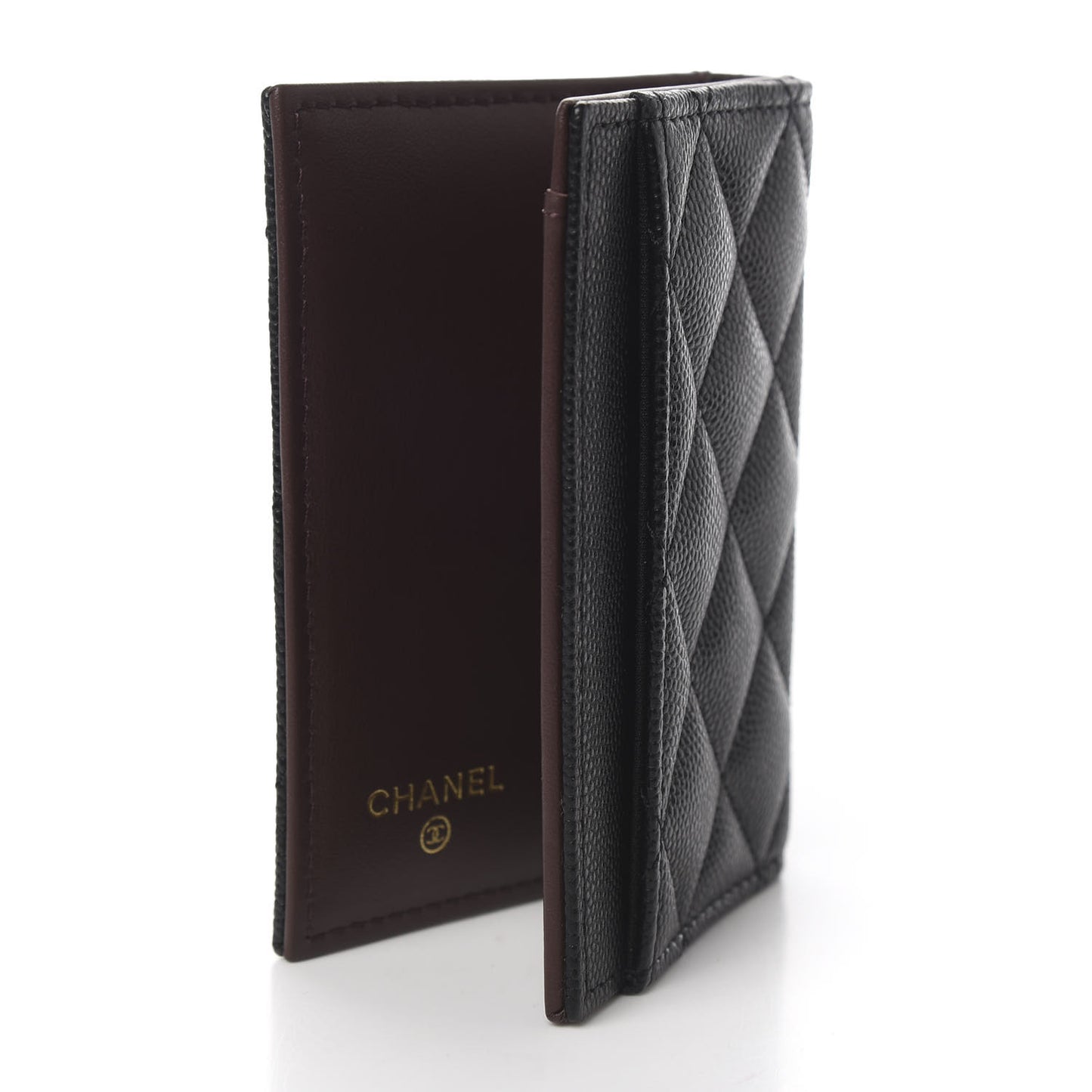 Caviar Quilted Card Holder Wallet Black
