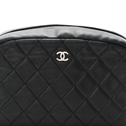 Chanel Lambskin Quilted Medium Curvy Pouch Cosmetic Case Black 9 of 12