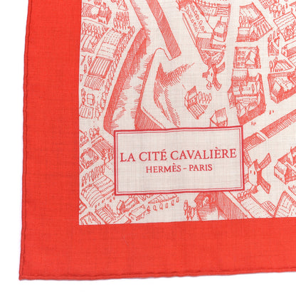 Hermes Cashmere Silk La Cite Cavaliere Shawl 140 Rouge Naturel Anthracite 2 of 4