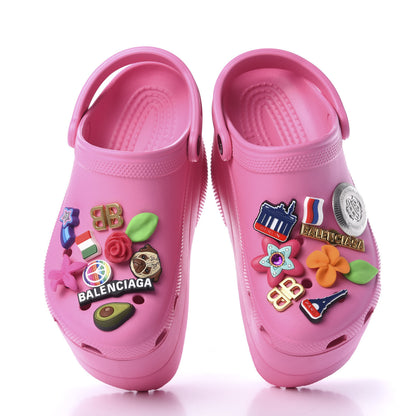 Balenciaga X CROCS Rubber Textured Womens Platform Sandals 36 Rose Bonbon 5 of 10