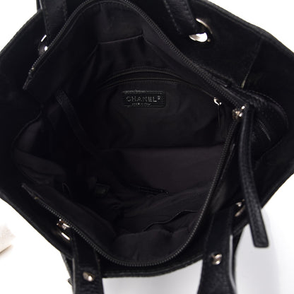 Chanel Coated Canvas Quilted Small Paris Biarritz Tote Black 5 of 15