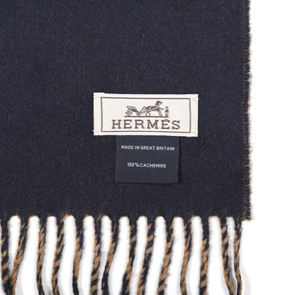 Hermes Cashmere Recto Verso Muffler Camel Marine 3 of 4
