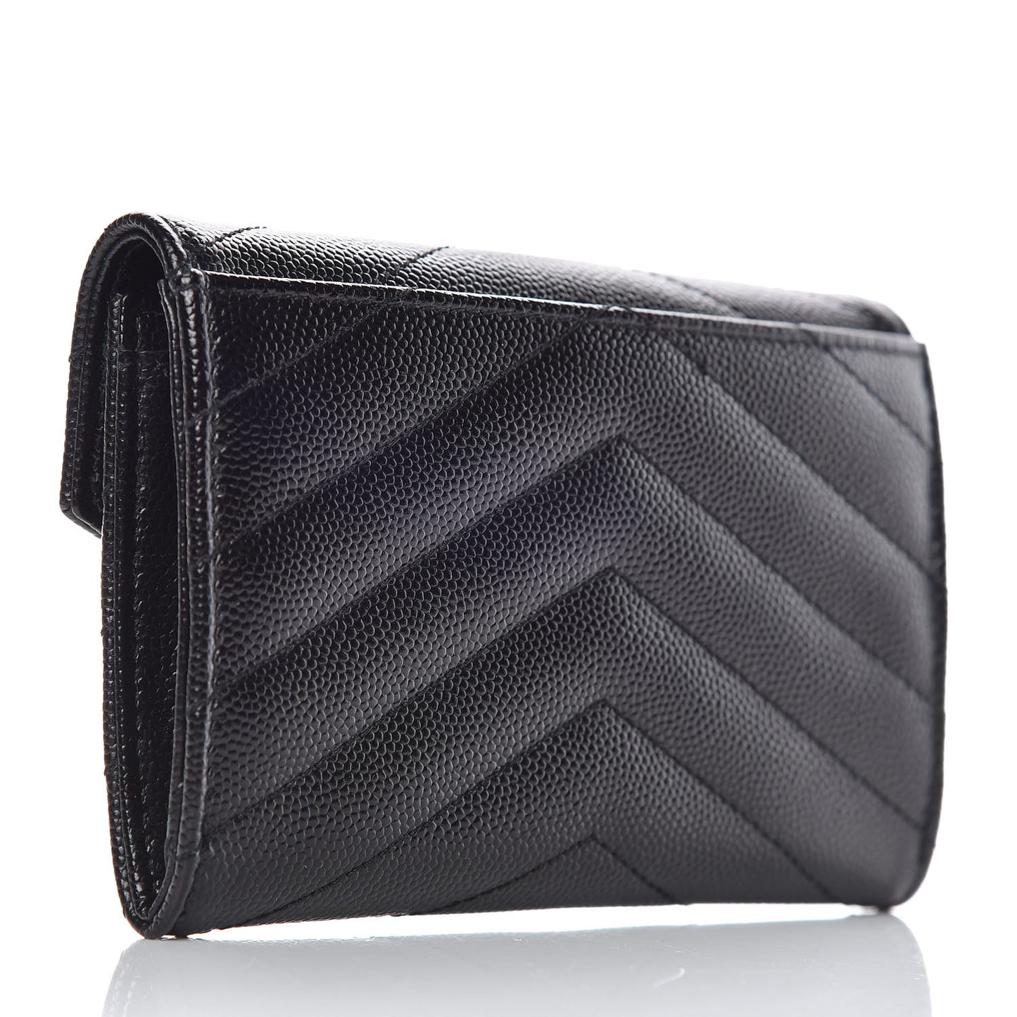 Grain De Poudre Matelasse Chevron Small Monogram Envelope Wallet Black