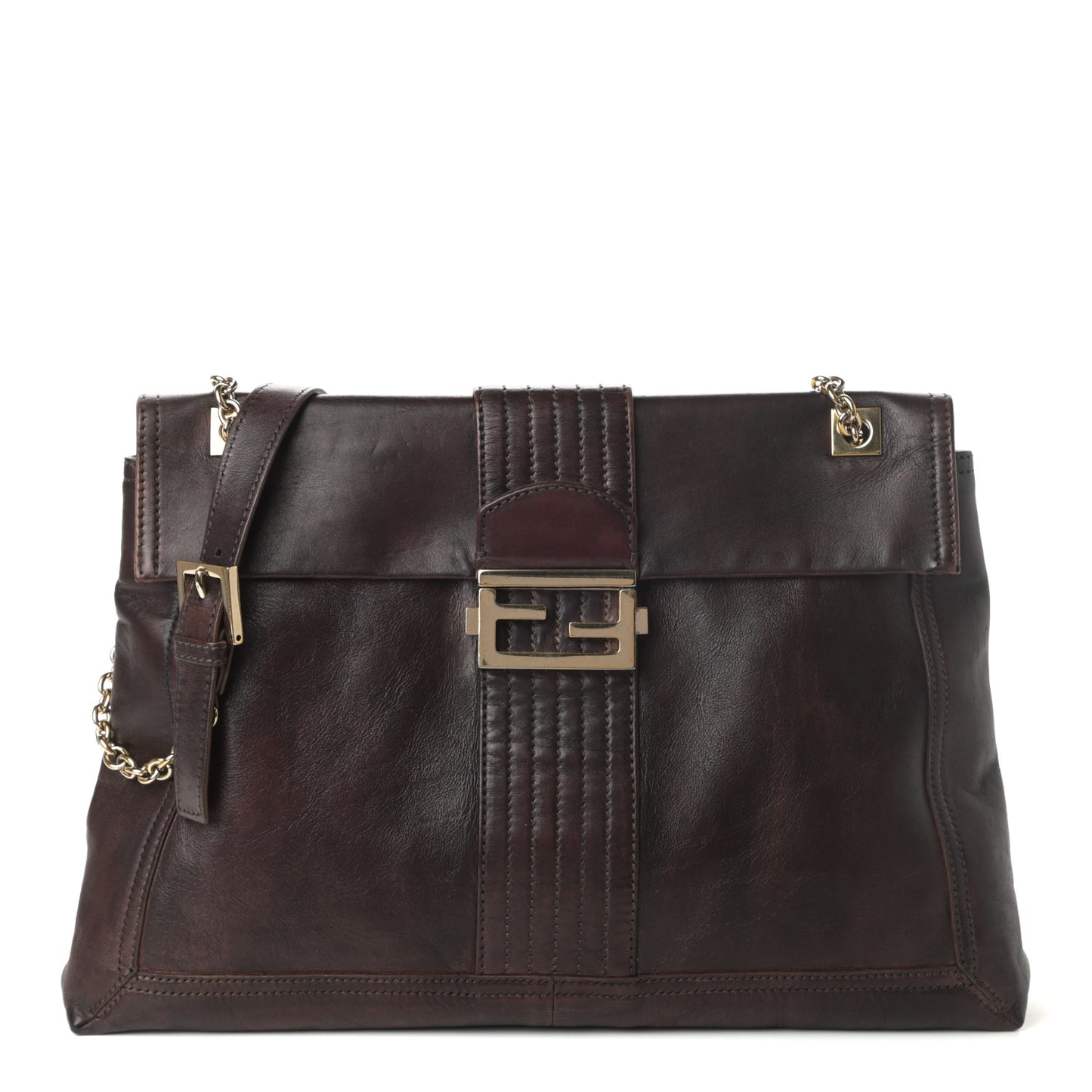 Vitello Acqua Maxi Baguette Shoulder Bag Dark Brown
