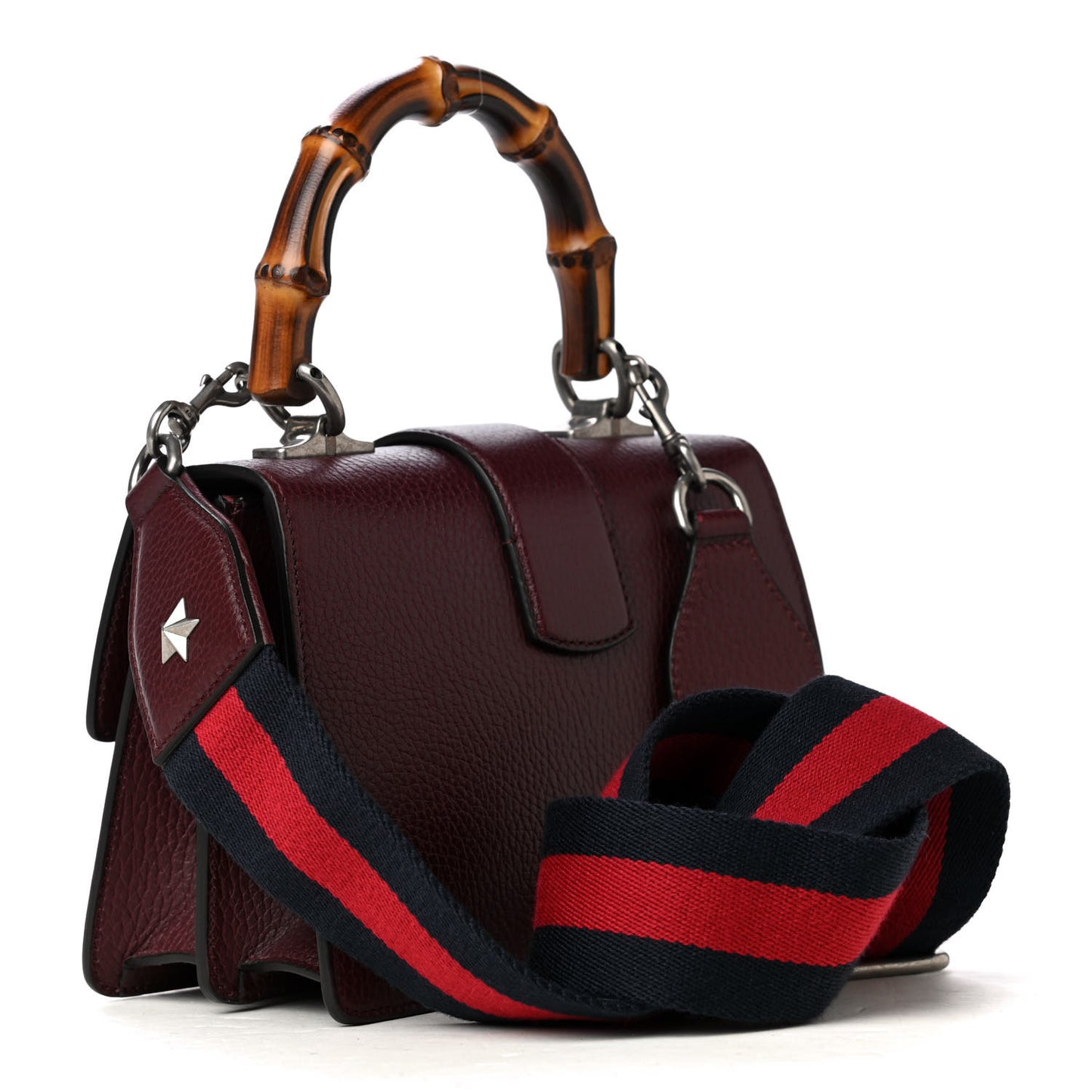 Dollar Calfskin Crystal Web Mini Dionysus Bamboo Top Handle Bag Vintage Bordeaux Black Diamond