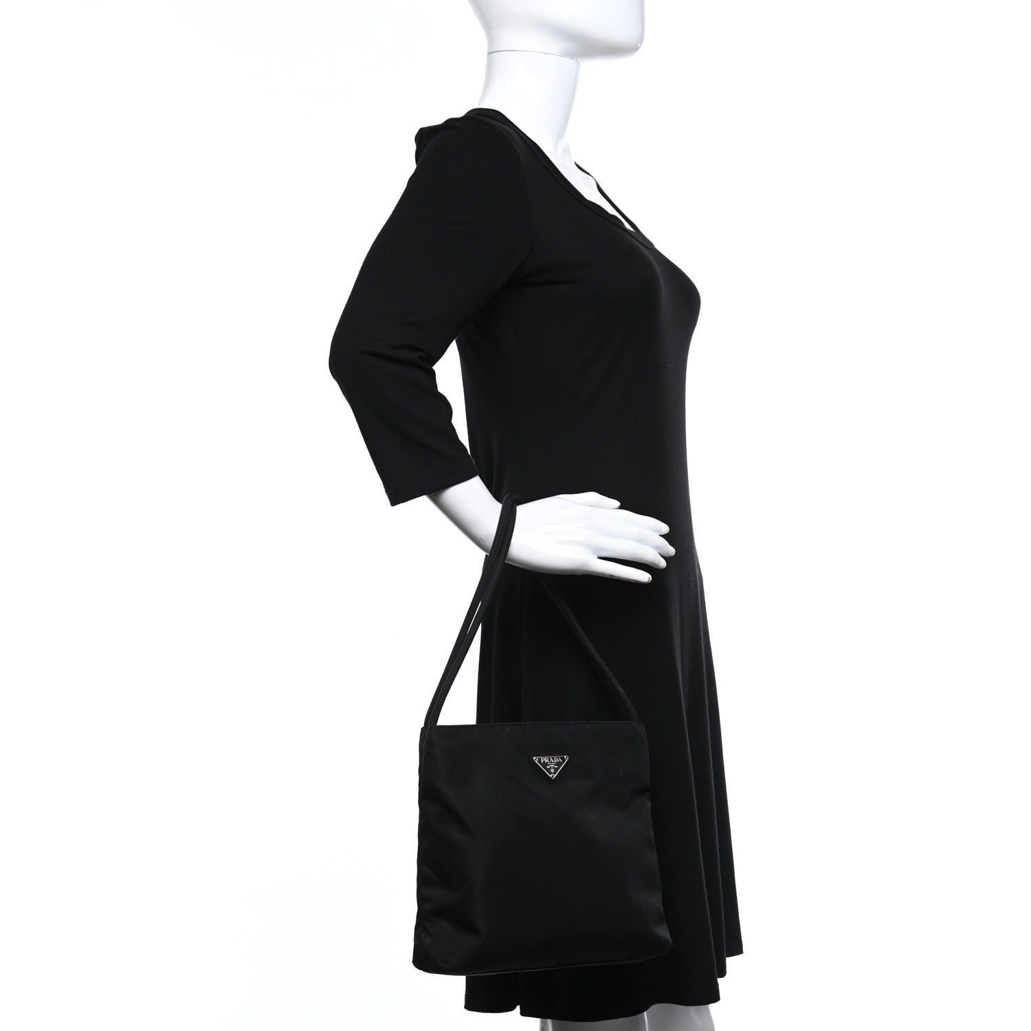 Prada Tessuto Nylon Shoulder Bag Black 2 of 14
